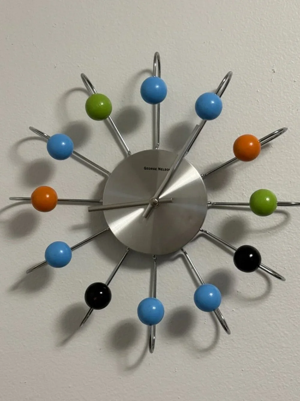 Vintage MCM Atomic Ball Wall Clock Multicolor George Nelson Style Retro